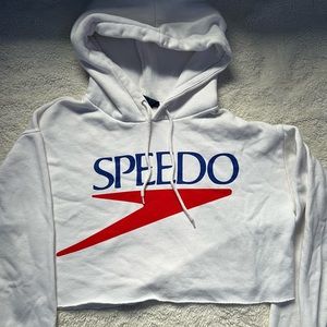VINTAGE SPEEDO Cropped White Hoodie